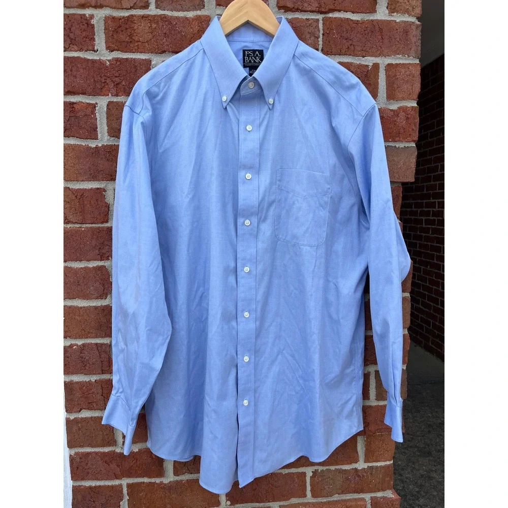 Jos. A. Bank Travelers Collection Light Blue Cotton Dress Shirt 17-34 Mens